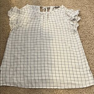 LOFT Black and White Checkered Blouse
